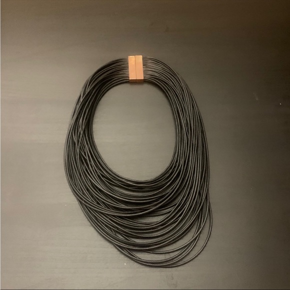 Unique Black Leather Necklace - Picture 3 of 5